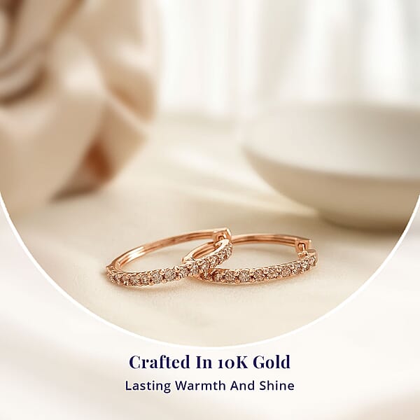 Luxoro Natural Champagne Diamond 1.00 Ctw Hoop Earrings In 10K Rose Gold