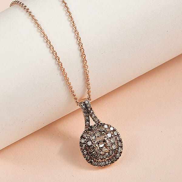 Luxoro Natural Champagne Diamond I2 1.00 Ctw Pendant Necklace In 10K Rose Gold 20 Inches