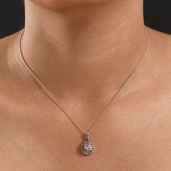 Luxoro Natural Champagne Diamond I2 1.00 Ctw Pendant Necklace In 10K Rose Gold 20 Inches