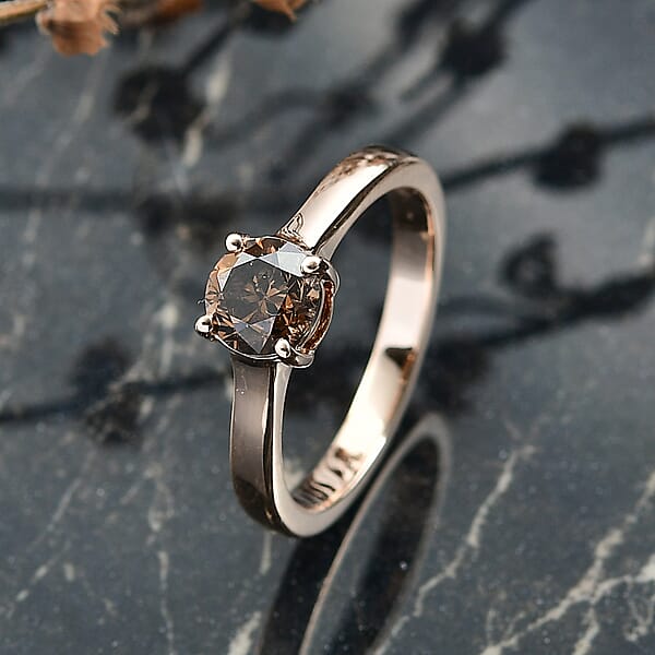 Luxoro Natural Champagne Diamond I2 1.00 Ctw Solitaire Ring In 10K Rose Gold