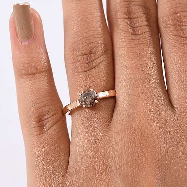 Luxoro Natural Champagne Diamond I2 1.00 Ctw Solitaire Ring In 10K Rose Gold