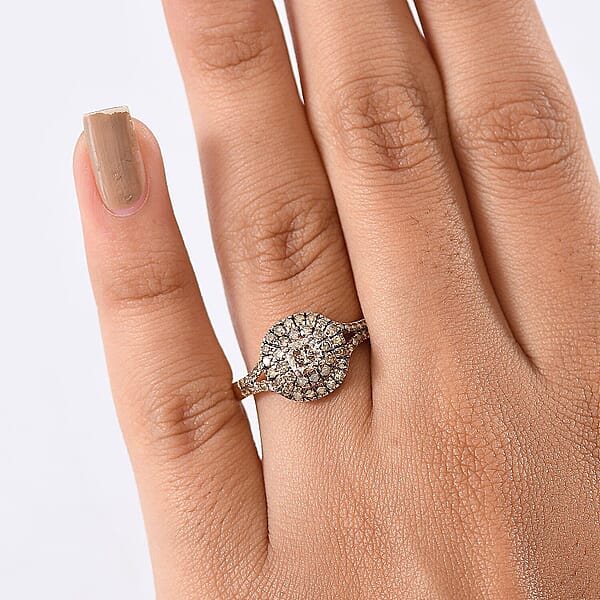 Luxoro Natural Champagne Diamond (I2) Ring In 10K Rose Gold 1.00 Ctw