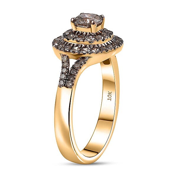 Luxoro Natural Champagne Diamond (I2) Ring In 10K Rose Gold 1.00 Ctw