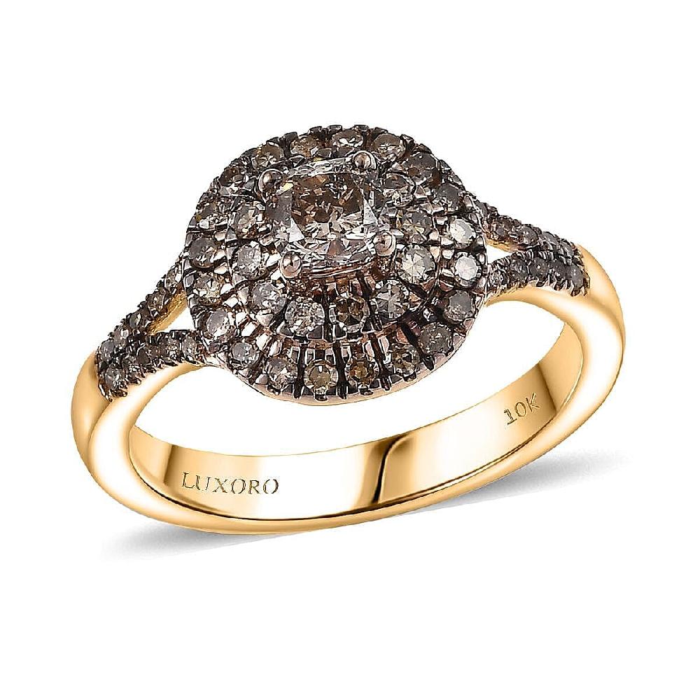 Luxoro Natural Champagne Diamond (I2) Ring in 10K Rose Gold 1.00 ctw