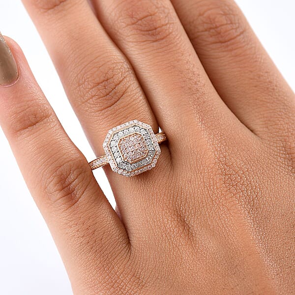 Luxoro Natural Pink And White Diamond I2 0.50 Ctw Art Deco Ring In 10K Rose Gold