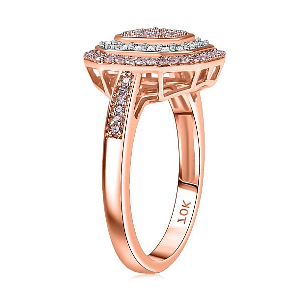 Luxoro Natural Pink And White Diamond I2 0.50 Ctw Art Deco Ring In 10K Rose Gold