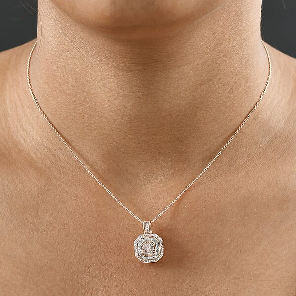 Luxoro Natural Pink And White Diamond I2 0.50 Ctw Pendant Necklace In 10K Rose Gold 20 Inches