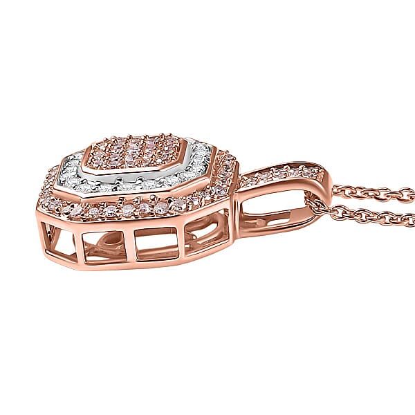 Luxoro Natural Pink And White Diamond I2 0.50 Ctw Pendant Necklace In 10K Rose Gold 20 Inches