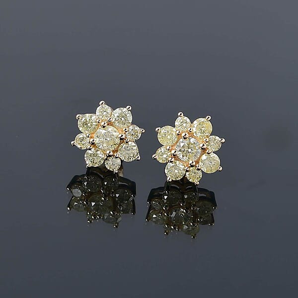 Luxoro Natural Yellow Diamond I2-I3 1.00 Ctw Stud Earrings In 14K Yellow Gold (Del. In 10-12 Days)