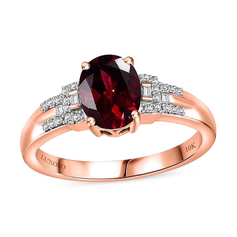 Luxoro Orissa Rhodolite Garnet Diamond Ring in 10K Rose Gold 2.40 ctw