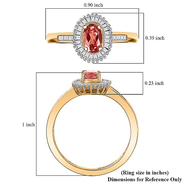 Luxoro Padparadscha Sapphire Diamond Sunburst Ring In 10K Yellow Gold 0.90 Ctw
