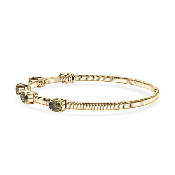 Luxoro Premium Ambanja Demantoid Garnet 2.35 Ctw 5 Elements Of Earth Adjustable Bangle Bracelet In 10K Yellow Gold 4.22 Grams