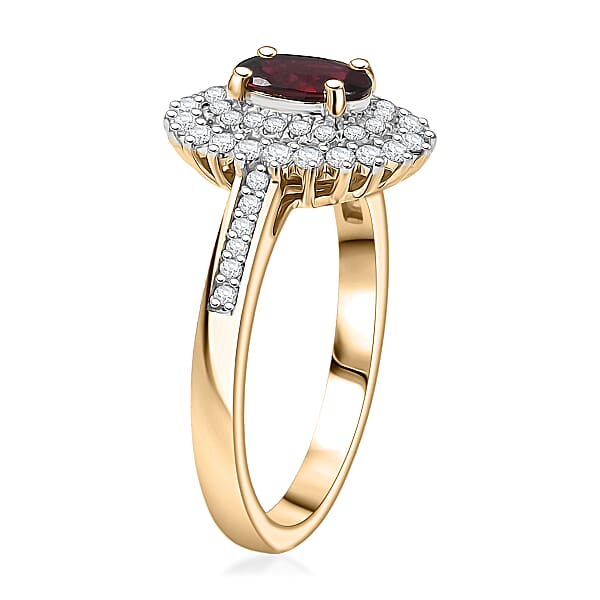 Luxoro Premium Anthill Garnet And Diamond I2 1.20 Ctw Bloomed Love Ring In 10K Yellow Gold