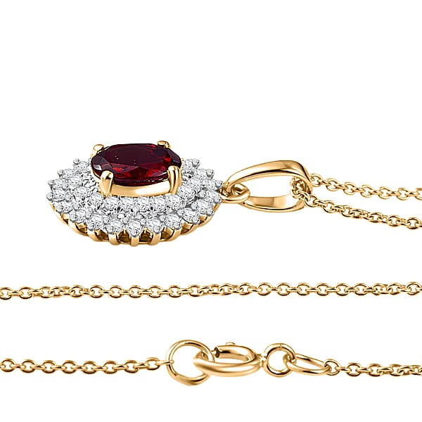 Luxoro Premium Anthill Garnet And I2 Diamond 1.20 Ctw Bloomed Love Pendant Necklace 20 Inches In 10K Yellow Gold