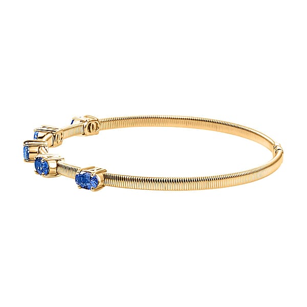 Luxoro Premium Ceylon Blue Sapphire 2.85 Ctw Cuff Bracelet In 10K Yellow Gold (7.25 In)