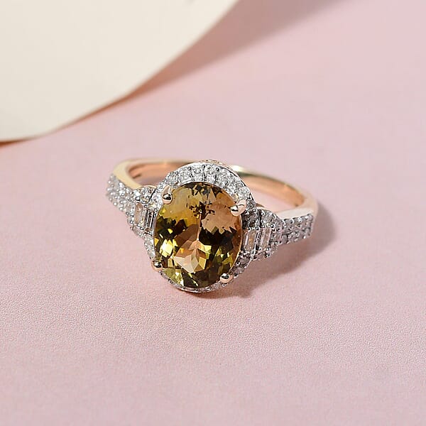 Luxoro Premium Golden Tanzanite And G-H I3 Diamond 2.86 Ctw Ring In 14K Yellow Gold