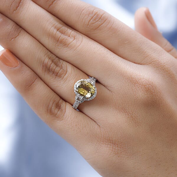 Luxoro Premium Golden Tanzanite And G-H I3 Diamond 2.86 Ctw Ring In 14K Yellow Gold