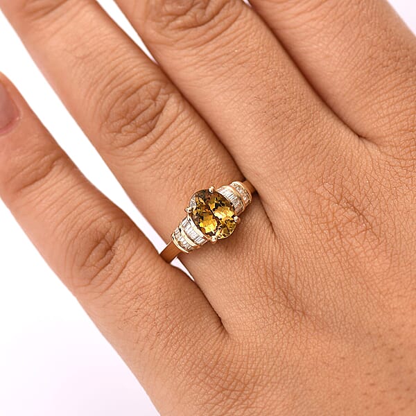 Luxoro Premium Golden Tanzanite And I2 Diamond 2.40 Ctw Golden Hour Ring In 10K Yellow Gold