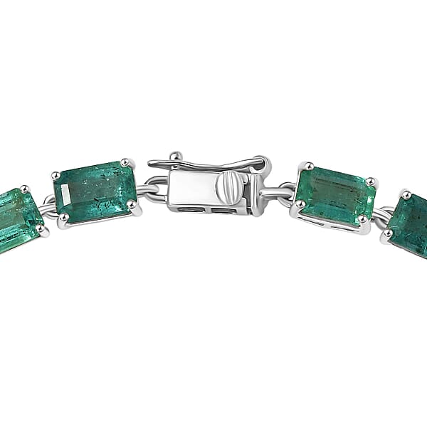 Luxoro Premium Kagem Zambian Emerald 13.35 Ctw Radiance Bracelet In 10K White Gold (7.25 In) 4.75 Grams
