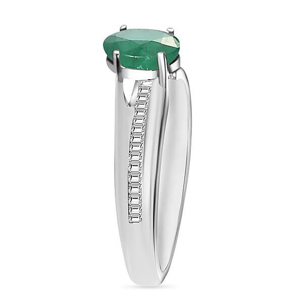 Luxoro Premium Kagem Zambian Emerald And G-H I1 Diamond 1.00 Ctw Ring In 14K White Gold 4 Grams (Del. In 10-12 Days)