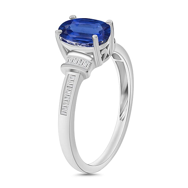 Luxoro Premium Kanchanaburi Blue Sapphire And G-H I1 Diamond 1.50 Ctw Ring In 14K White Gold (Del. In 10-12 Days)