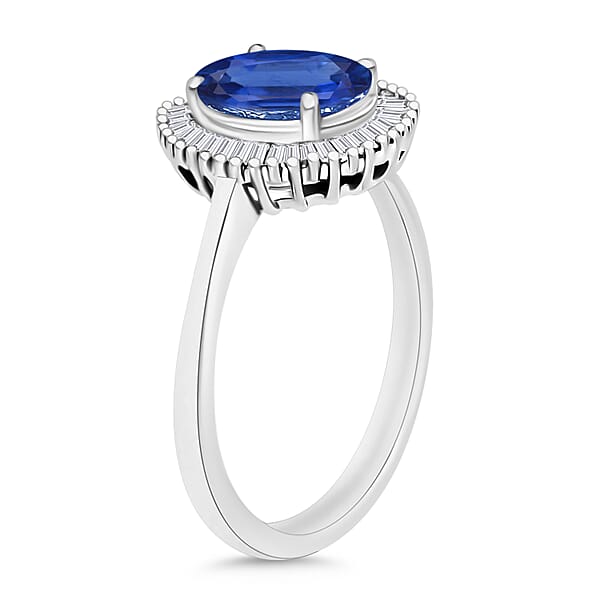 Luxoro Premium Kanchanaburi Blue Sapphire And G-H I2 Diamond 1.80 Ctw Ring In 14K White Gold (Del. In 10-12 Days)
