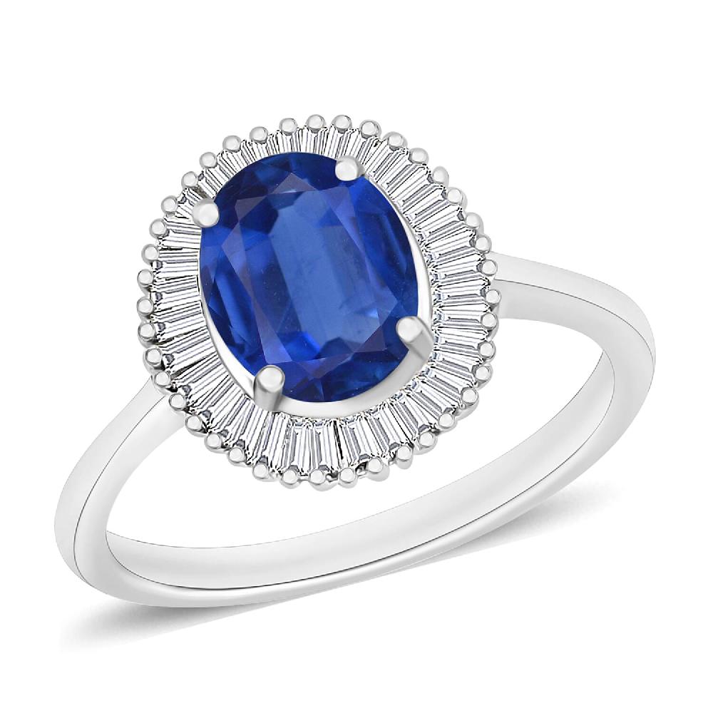 Luxoro Premium Kanchanaburi Blue Sapphire and G-H I2 Diamond 1.80 ctw Ring in 14K White Gold (Del. in 10-12 Days)