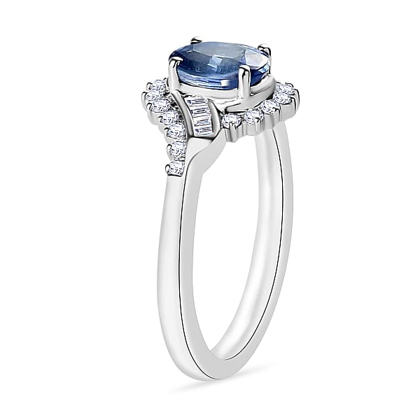 Luxoro Premium Kanchanaburi Blue Sapphire And G-H I1 Diamond 1.25 Ctw Ring In 14K White Gold 1 (Del. In 10-12 Days)