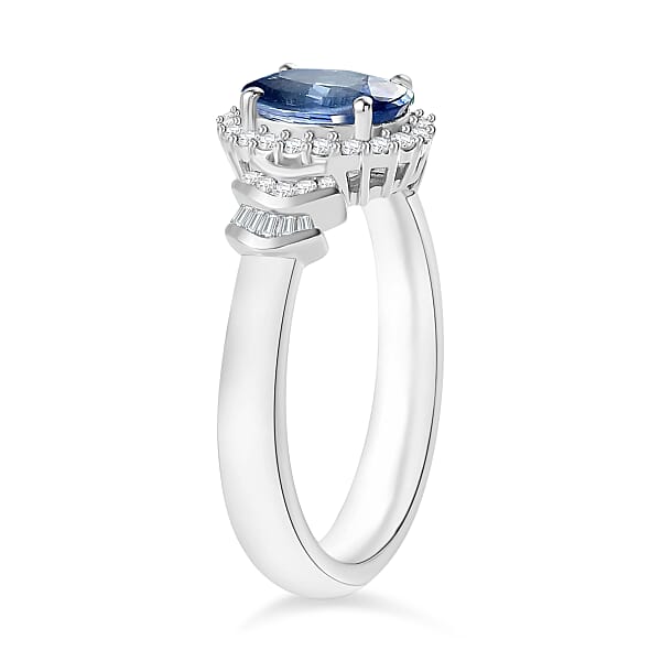 Luxoro Premium Kanchanaburi Blue Sapphire And G-H I1 Diamond 1.66 Ctw Ring In 14K White Gold (Del. In 10-12 Days)