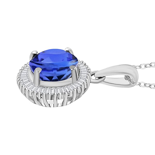 Luxoro Premium Kanchanaburi Blue Sapphire And G-H I2 Diamond 1.76 Ctw Pendant Necklace 20 Inches In 14K White Gold (Del. In 10-12 Days)