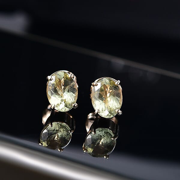 Luxoro Premium Madagascar Yellow Apatite 1.70 Ctw Stud Earrings In 10K Yellow Gold