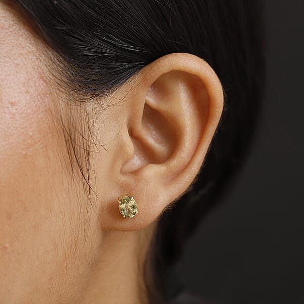 Luxoro Premium Madagascar Yellow Apatite 1.70 Ctw Stud Earrings In 10K Yellow Gold