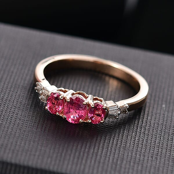 Luxoro Premium Mahenge Spinel And G-H I2 Diamond 0.90 Ctw Ballerina Ring In 10K Rose Gold (Del. In 10-12 Days)