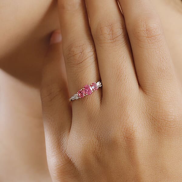 Luxoro Premium Mahenge Spinel And G-H I2 Diamond 0.90 Ctw Ballerina Ring In 10K Rose Gold (Del. In 10-12 Days)