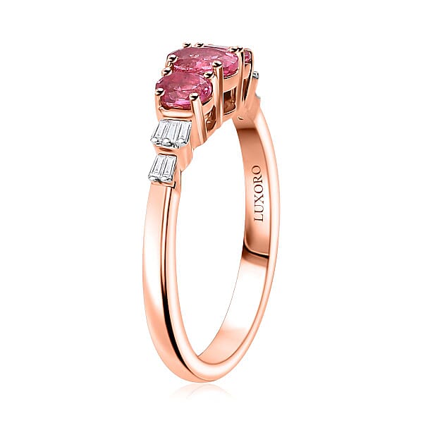 Luxoro Premium Mahenge Spinel And G-H I2 Diamond 0.90 Ctw Ballerina Ring In 10K Rose Gold (Del. In 10-12 Days)