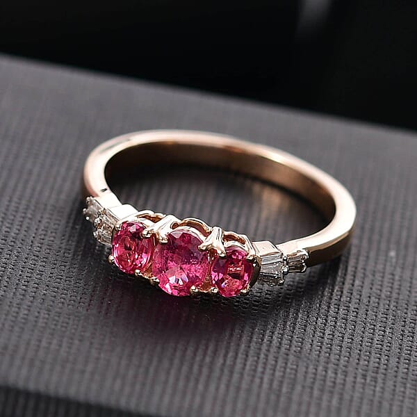 Luxoro Premium Mahenge Spinel And G-H I2 Diamond 0.90 Ctw Ballerina Ring In 10K Rose Gold (Del. In 10-12 Days)