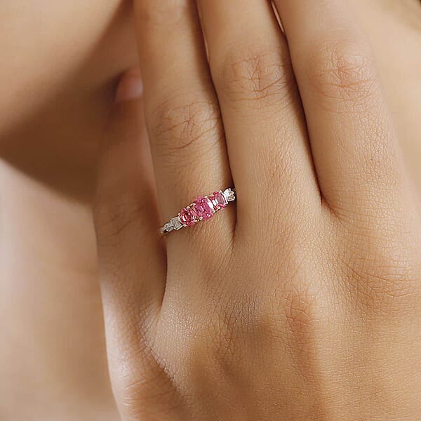 Luxoro Premium Mahenge Spinel And G-H I2 Diamond 0.90 Ctw Ballerina Ring In 10K Rose Gold (Del. In 10-12 Days)