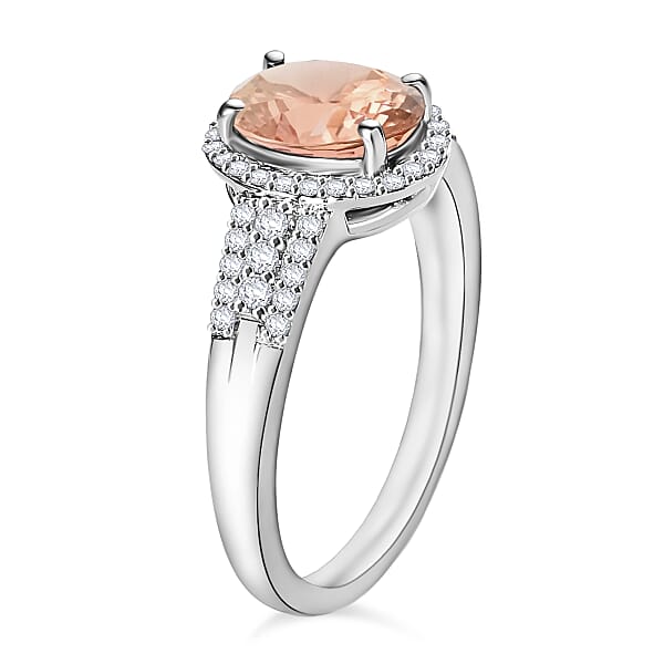 Luxoro Premium Marropino Morganite And G-H I1 Diamond 2.76 Ctw Ring In 14K White Gold (Del. In 10-12 Days)