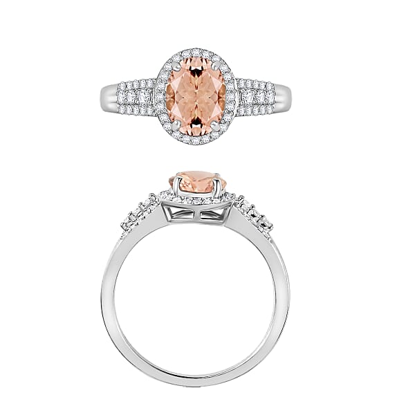 Luxoro Premium Marropino Morganite And G-H I1 Diamond 2.76 Ctw Ring In 14K White Gold (Del. In 10-12 Days)