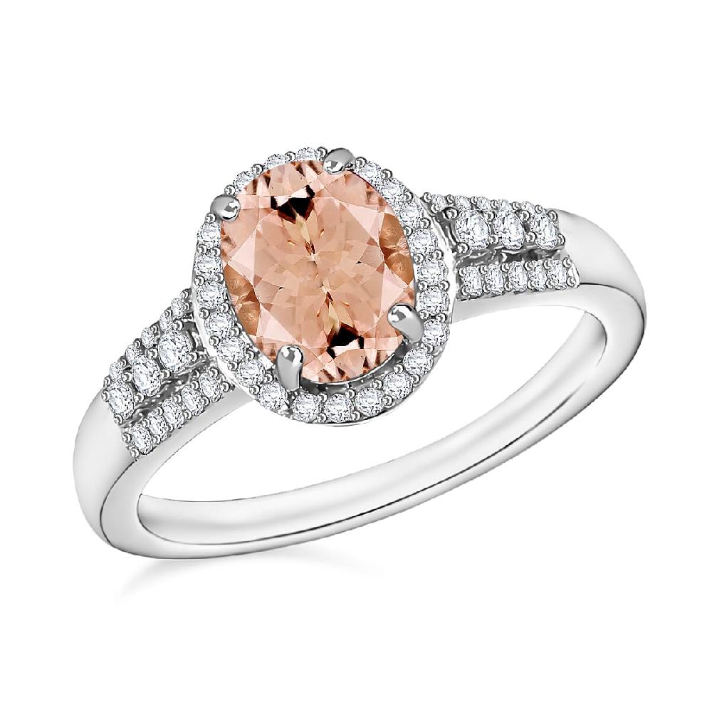 Luxoro Premium Marropino Morganite and G-H I1 Diamond 2.76 ctw Ring in 14K White Gold (Del. in 10-12 Days)
