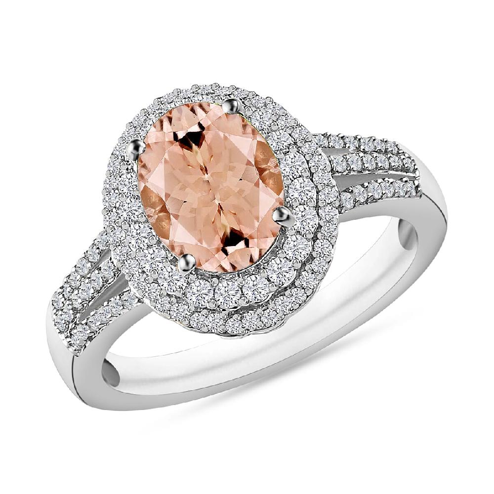 Luxoro Premium Marropino Morganite and G-H I1 Diamond 3.00 ctw Ring in 14K White Gold (Del. in 10-12 Days)
