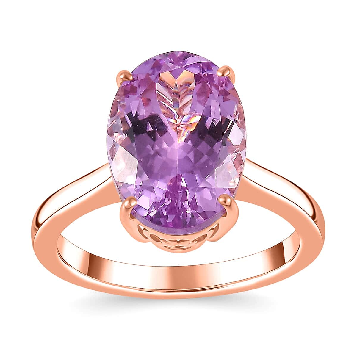 Luxoro Premium Martha Rocha Kunzite 7.45 ctw Solitaire Ring in 10K Rose Gold