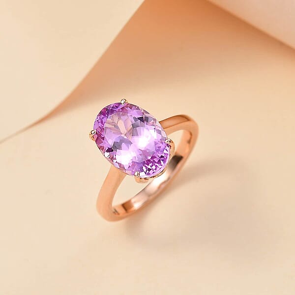Luxoro Premium Martha Rocha Kunzite 7.45 Ctw Solitaire Ring In 10K Rose Gold