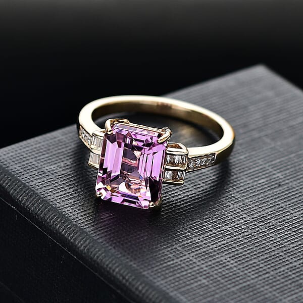 Luxoro Premium Martha Rocha Kunzite And Diamond I2 6.10 Ctw Ring In 10K Yellow Gold