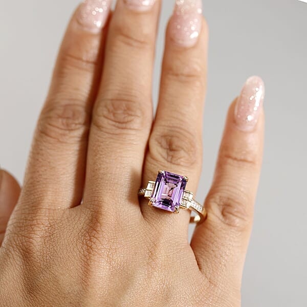 Luxoro Premium Martha Rocha Kunzite And Diamond I2 6.10 Ctw Ring In 10K Yellow Gold