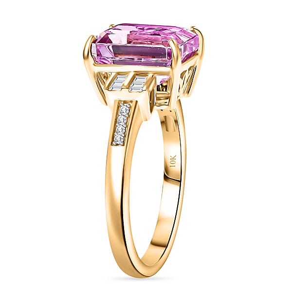 Luxoro Premium Martha Rocha Kunzite And Diamond I2 6.10 Ctw Ring In 10K Yellow Gold
