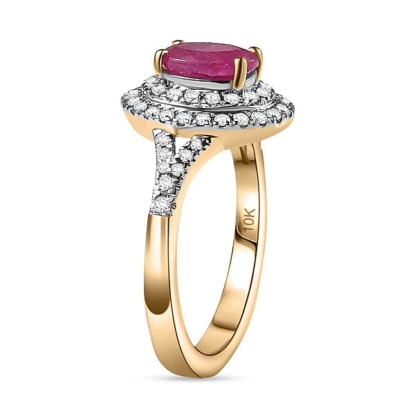 Luxoro Premium Mozambique Pink Sapphire And G-H I2 Diamond 1.35 Ctw Double Halo Ring In 10K Rose Gold