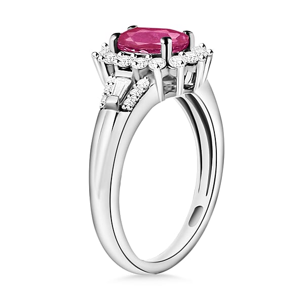 Luxoro Premium Mozambique Ruby And G-H I1 Diamond 1.50 Ctw Ring In 14K White Gold (Del. In 10-12 Days)