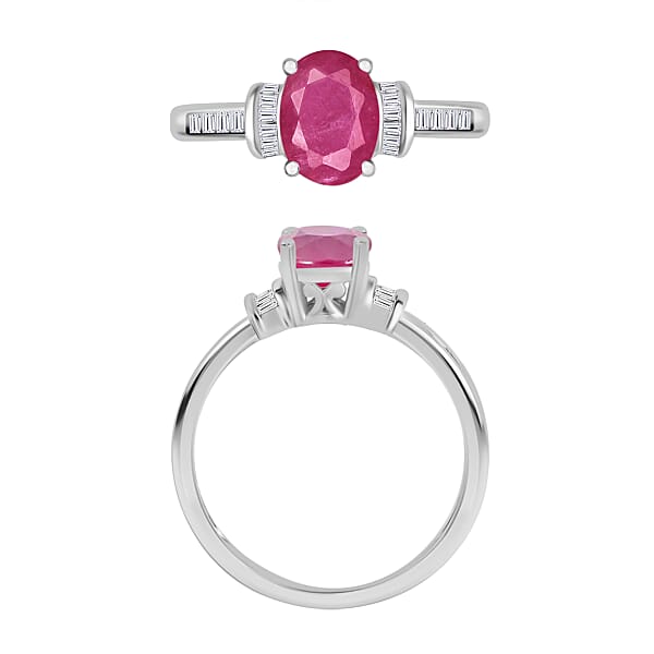 Luxoro Premium Mozambique Ruby And G-H I1 Diamond 1.75 Ctw Ring In 14K White Gold (Del. In 10-12 Days)