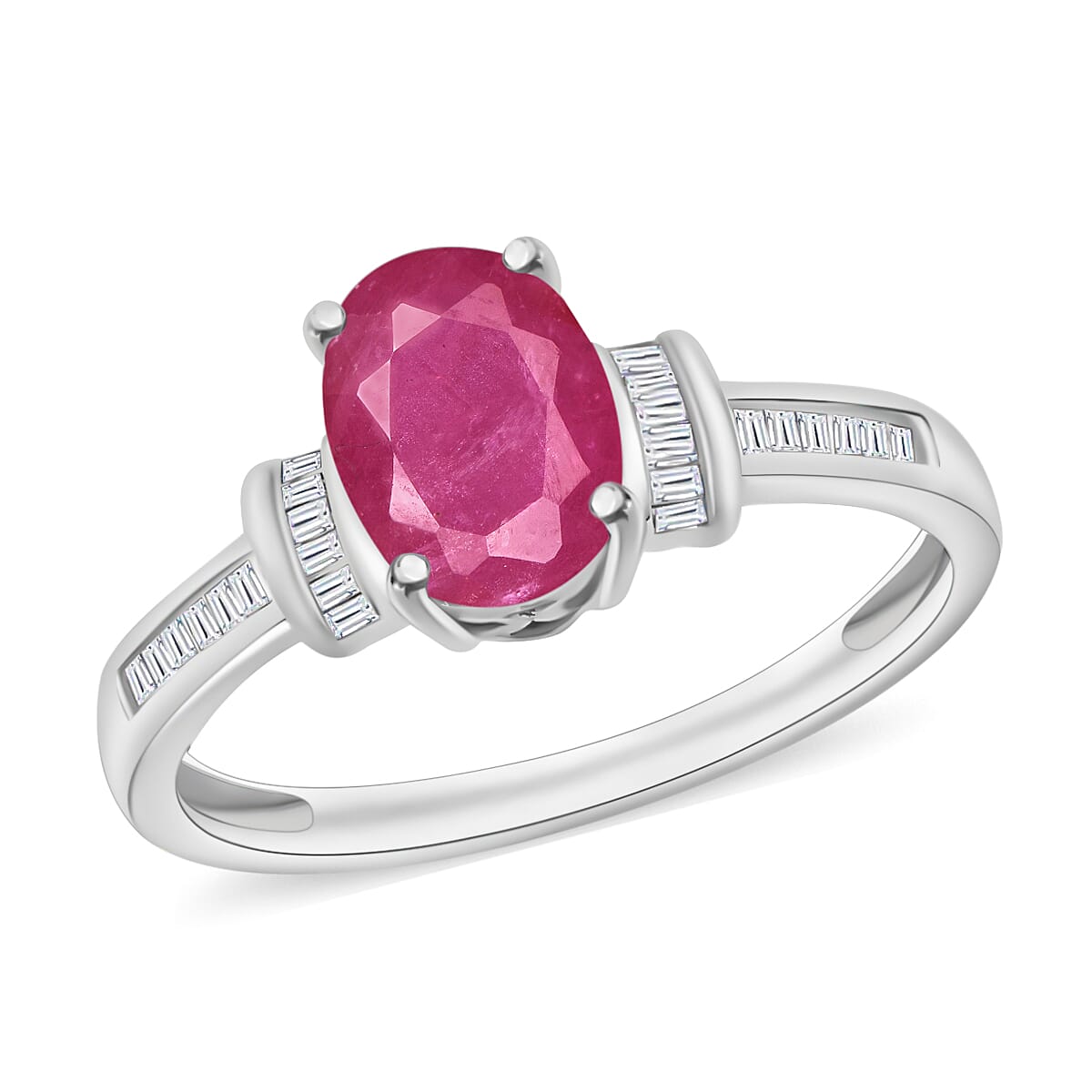 Luxoro Premium Mozambique Ruby and G-H I1 Diamond 1.75 ctw Ring in 14K White Gold (Del. in 10-12 Days)